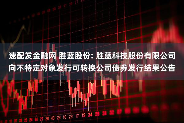 速配发金融网 胜蓝股份: 胜蓝科技股份有限公司向不特定对象发行可转换公司债券发行结果公告